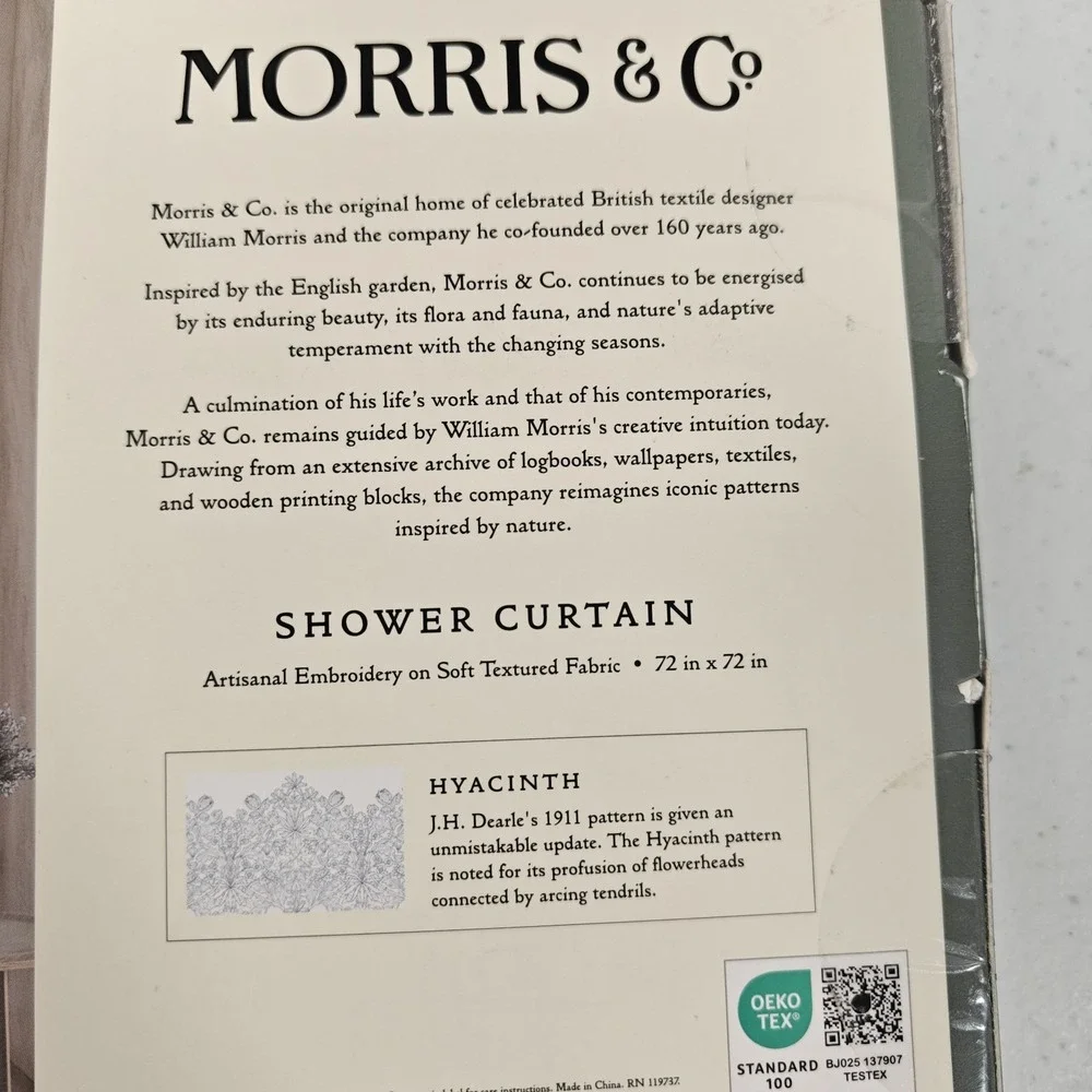 William Morris & Co Hyacinth Embroidered Shower Curtain 72x72